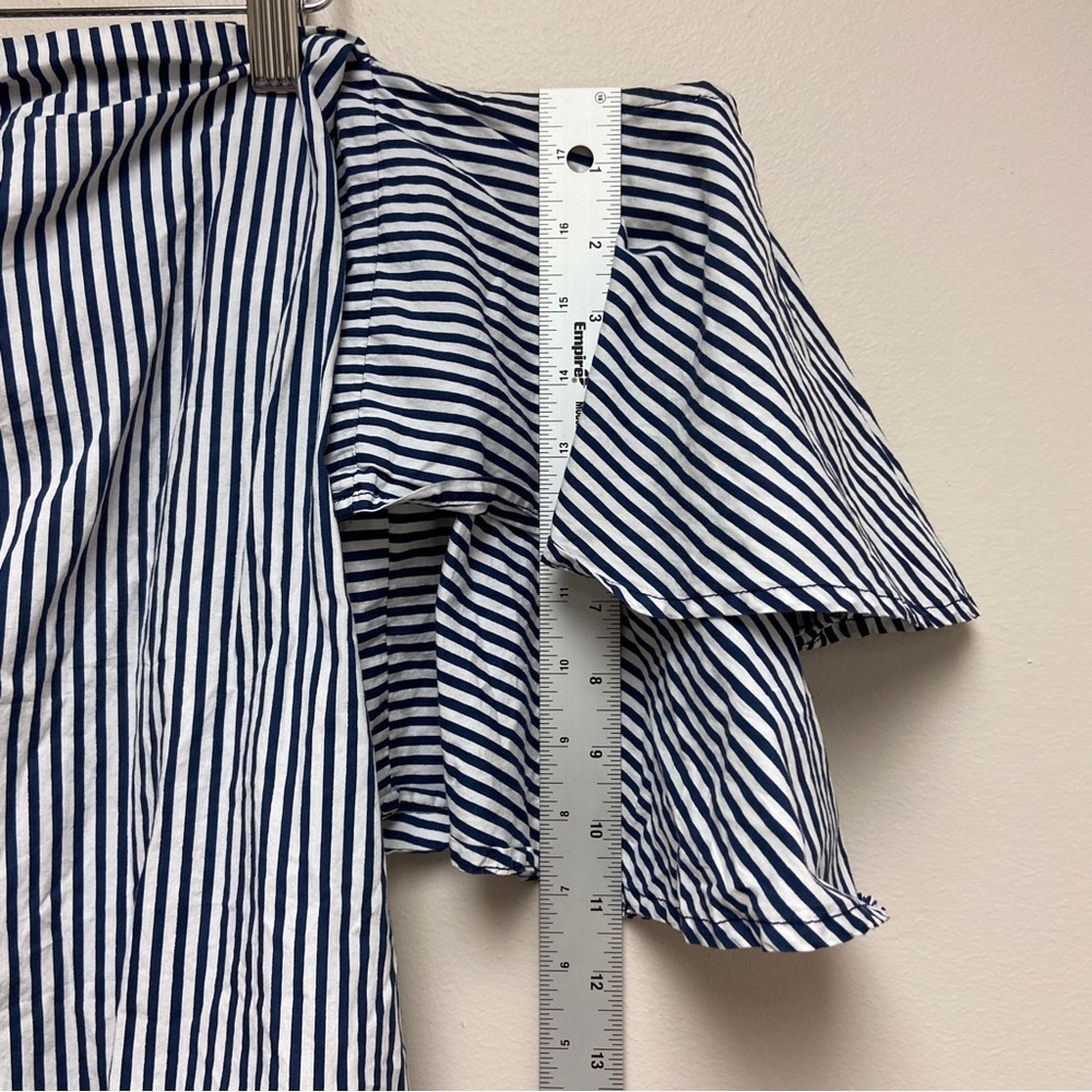 Faithfull the Brand Women Blue White Cotton House Top Louvre Stripe Print Size 2 - Picture 11 of 12